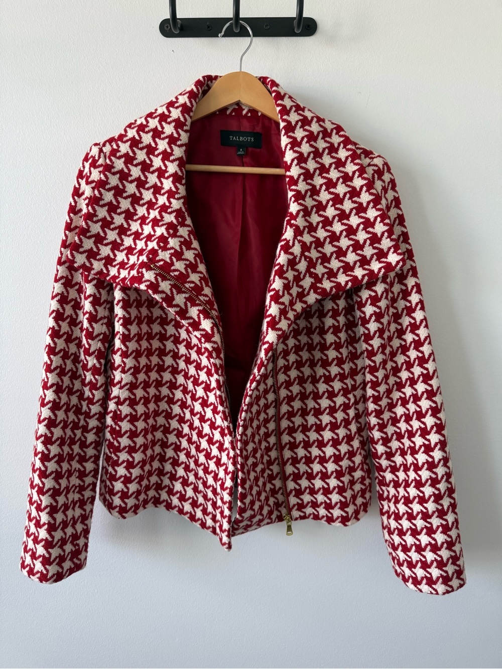 Talbot's Red and White Houndstooth Blazer - Picture 7 of 8
